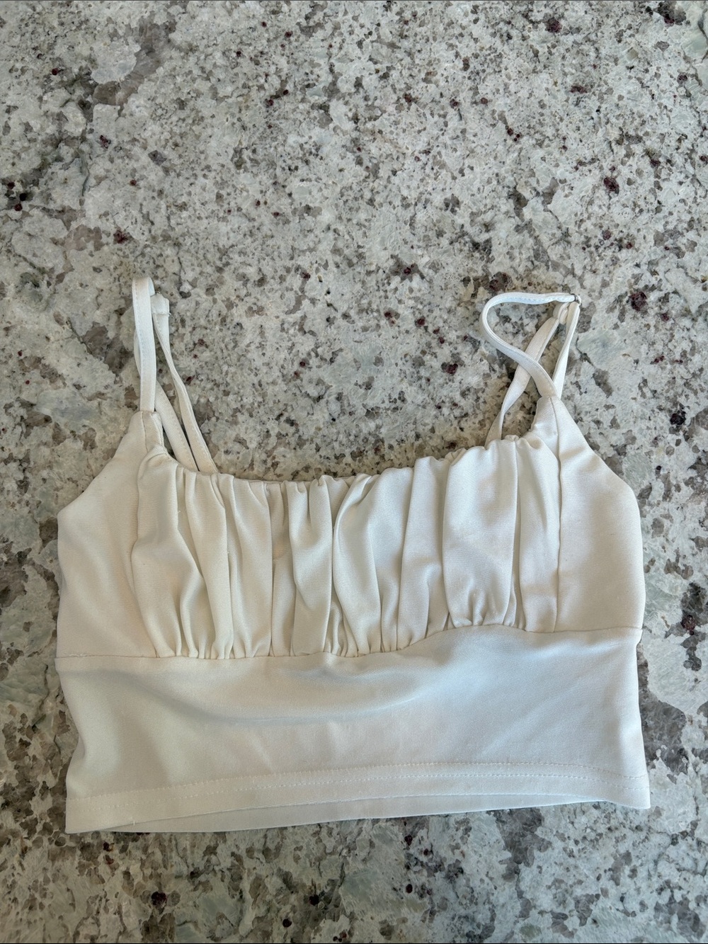 SHEIN Cream Ruched Bust Camisole Crop Top
